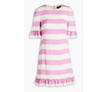 Ruffled striped silk-blend mini dress - Pink