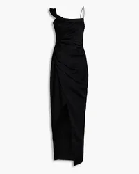 RASARIO Draped pleated satin gown - Black Black