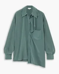 Victoria Beckham Asymmetric silk crepe de chine shirt - Green Green