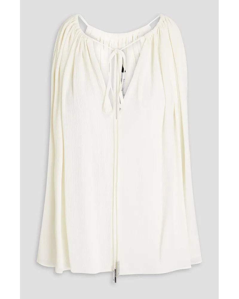 Halston Ofelia gathered crepon halterneck top - White White