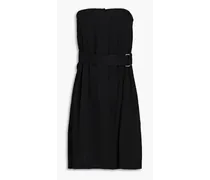 Strapless belted canvas mini dress - Black