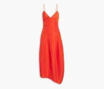 Asymmetric shell midi dress - Red
