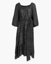 Lisa Marie Fernandez Laure linen-blend gauze midi dress - Black Black