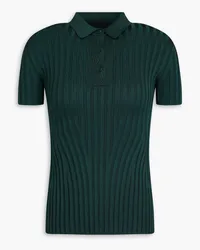 GALVAN Ribbed-knit polo shirt - Green Green