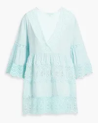 Melissa Odabash Vanessa crocheted lace and cotton-voile mini dress - Blue Blue