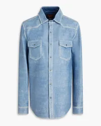 TOD'S Printed leather shirt - Blue Blue