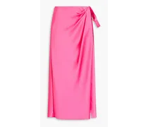Draped satin midi wrap skirt - Pink