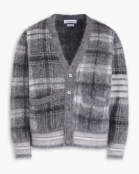 Thom Browne Jacquard-knit mohair-blend cardigan - Gray Gray