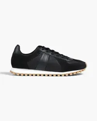 Sandro Leather, suede and shell sneakers - Black Black