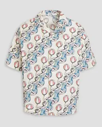 Kitsuné Printed cotton-poplin shirt - White White