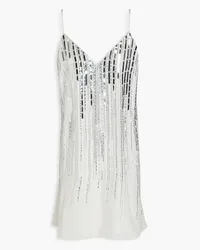 Balmain Embellished silk crepe de chine mini slip dress - Metallic Metallic