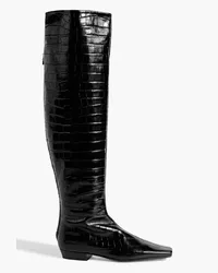 Totême Croc-effect leather over-the-knee boots - Black Black