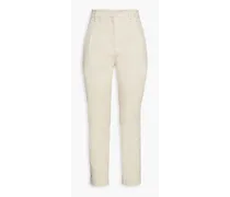 Pleated stretch-cotton twill tapered pants - White