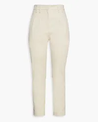 Brunello Cucinelli Pleated stretch-cotton twill tapered pants - White White