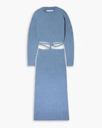 Christopher Esber Tie-detailed cutout wool and cashmere-blend midi dress - Blue Blue