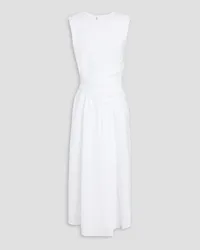 Frame Denim Ruched textured-cotton midi dress - White White