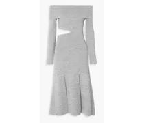 Off-the-shoulder cutout stretch-knit midi dress - Gray