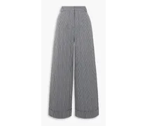 Striped cotton wide-leg pants - Gray