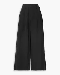 Ulla Johnson Pascale pleated slub cotton-blend wide-leg pants - Black Black