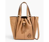 Tory Burch McGraw Dragonfly leather and suede tote - Brown Brown