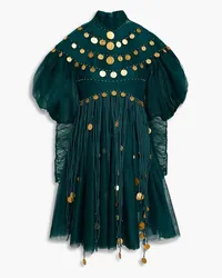 Zimmermann Embellished fringed tulle mini dress - Green Green