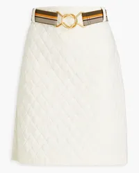 Tory Burch Belted quilted cotton mini skirt - White White