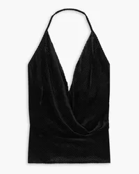 Petar Petrov Toma silk-trimmed draped devoré-velvet halterneck top - Black Black