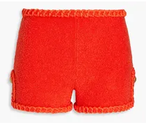 Cotton-blend bouclé-tweed shorts - Orange