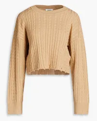 Sandro Cable-knit cotton and wool-blend sweater - Neutral Neutral