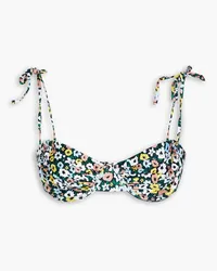 AGUA BENDITA Cuba La Fania Marino floral-print bikini top - Blue Blue