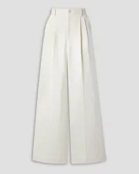 Nili Lotan Flavie pleated linen and cotton-blend twill pants - White White