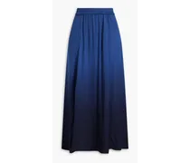Gathered dégradé woven midi skirt - Blue