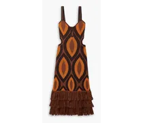 Cultural Roots cutout fringed crocheted Pima cotton maxi dress - Brown