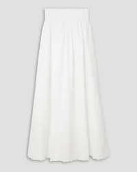 Loretta Caponi Martina shirred broderie anglaise cotton maxi skirt - White White