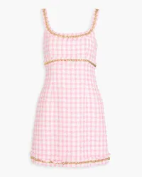 Rebecca Vallance Gabrielle chain-embellished gingham tweed mini dress - Pink Pink