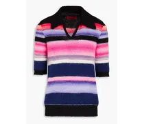 Striped knitted polo sweater - Black