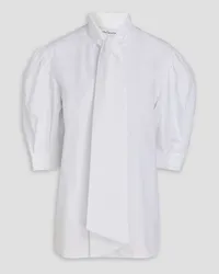 Another Tomorrow Pussy-bow cotton-poplin shirt - White White