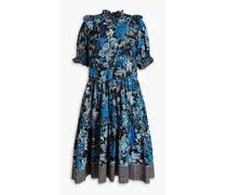 Roberta ruffled printed cotton-blend dress - Blue