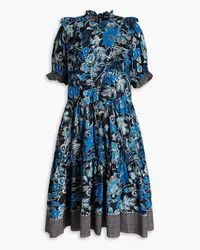 Ulla Johnson Roberta ruffled printed cotton-blend dress - Blue Blue