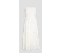 Broderie anglaise cotton and silk-blend midi dress - White