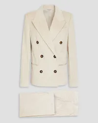 Brunello Cucinelli Double-breasted cotton and cashmere-blend corduroy blazer - White White