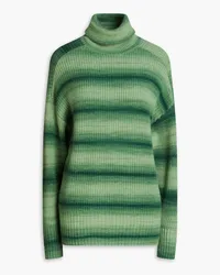 Autumn Cashmere Space-dyed ribbed cashmere and wool-blend turtleneck sweater - Green Green