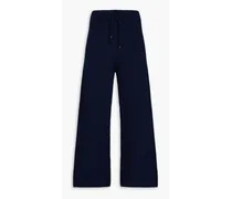 Waffle-knit cotton wide-leg pants - Blue