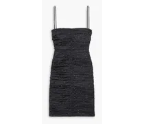 Devon ruched polka-dot cotton-blend mini dress - Black