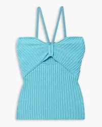 Anna Quan Odil cutout ribbed stretch-cotton tank - Blue Blue