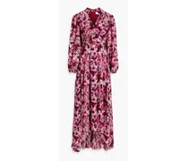 Wrap-effect floral-print fil coupé chiffon maxi dress - Pink