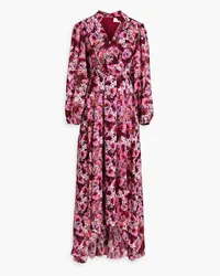 Mikael Aghal Wrap-effect floral-print fil coupé chiffon maxi dress - Pink Pink