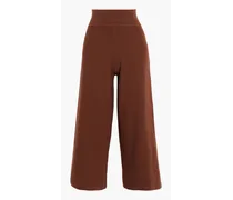 Norita cropped stretch-knit wide-leg pants - Brown