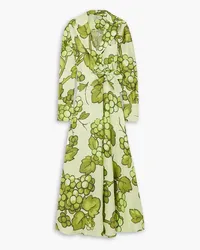 Etro Belted printed silk-twill maxi wrap dress - Green Green