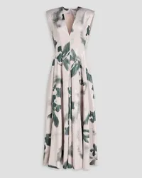 Huishan Zhang Pleated floral-jacquard midi dress - White White